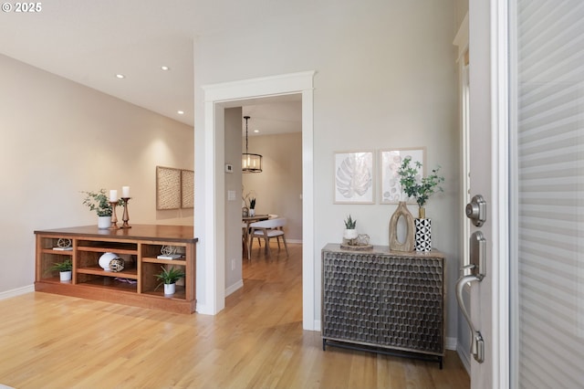 2452 NW Pettygrove St, Portland, OR 97210 - corridor featuring light wood-type flooring, recessed lighting, and baseboards