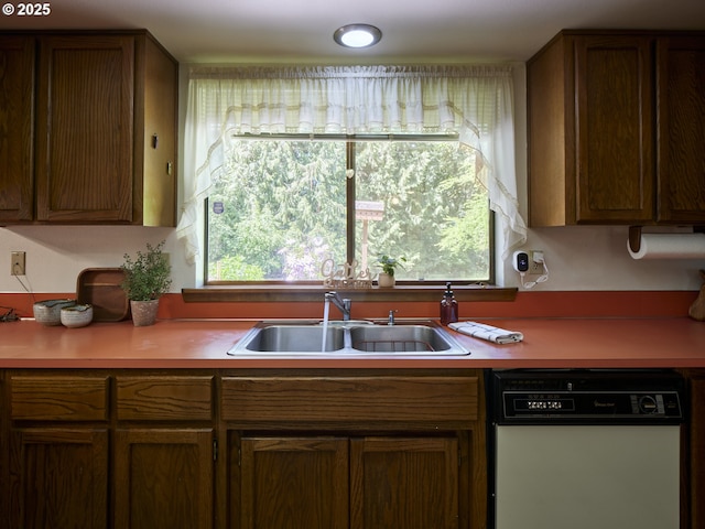 135 Ridgecrest Dr, Toledo, WA 98591 - kitchen featuring white dishwasher, a sink, and light countertops