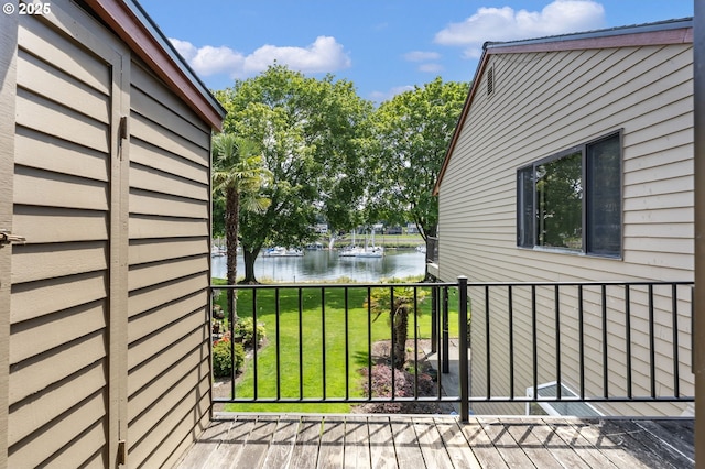224 N Hayden Bay Dr, Portland, OR 97217 - deck featuring a water view and a lawn