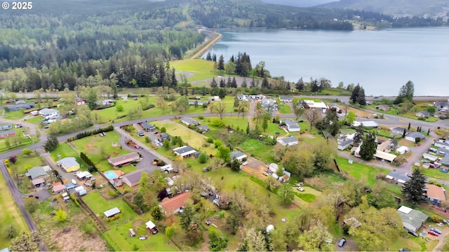 39028 Dexter Rd, Dexter, OR 97431 - drone / aerial view featuring a water view, a residential view, and a wooded view
