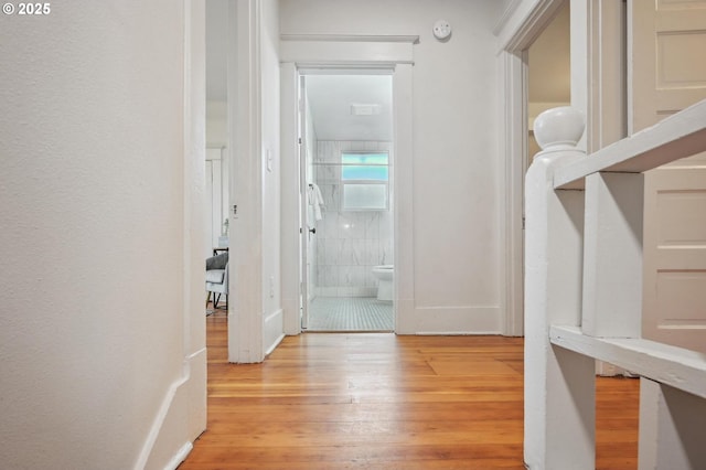 4131 NE Cleveland Ave, Portland, OR 97211 - hallway with light wood-type flooring and baseboards