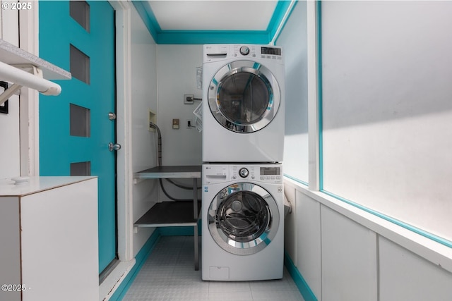 3109 NW Neptune Ave, Lincoln City, OR 97367 - washroom with estacked washer and dryer