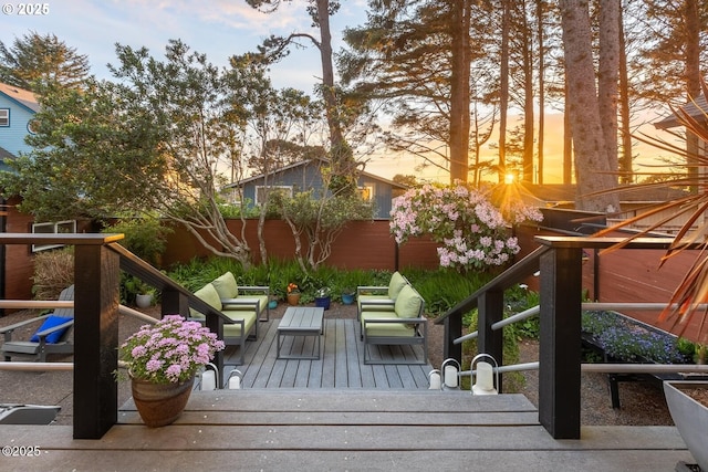 3109 NW Neptune Ave, Lincoln City, OR 97367 - deck at dusk featuring outdoor lounge area