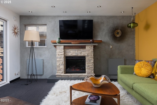 3109 NW Neptune Ave, Lincoln City, OR 97367 - living area with a stone fireplace