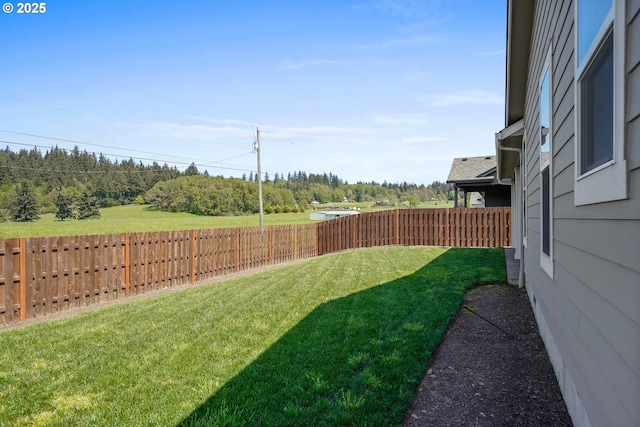 view of yard featuring a fenced backyard