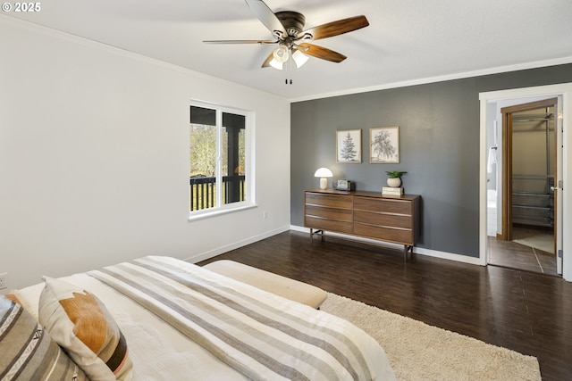 20 Silva Cutoff Rd, Lyle, WA 98635 - bedroom featuring crown molding, ceiling fan, wood finished floors, and baseboards