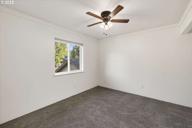 20 Silva Cutoff Rd, Lyle, WA 98635 - empty room featuring crown molding, a ceiling fan, and dark colored carpet