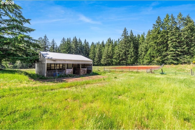 18203 S Windy City Rd, Mulino, OR 97042 - view of yard with an outbuilding and a forest view
