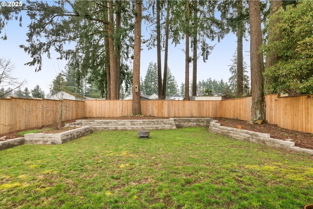 view of yard featuring a fenced backyard