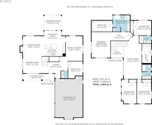 927 SW Maplecrest Ct, Portland, OR 97219 - home floor plan