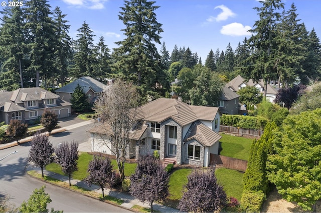 drone / aerial view with a residential view