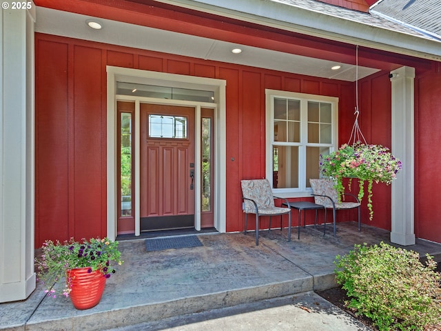 21800 S Green Mountain Rd, Colton, OR 97017 - view of exterior entry featuring board and batten siding and a porch