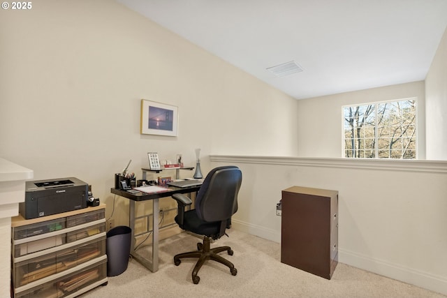 view of carpeted office space