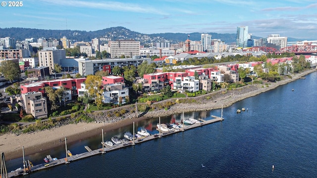 606 NW Naito Pkwy Unit A14, Portland, OR 97209 - birds eye view of property featuring a view of city and a water and mountain view