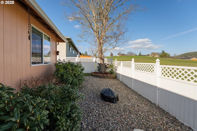 view of yard featuring a fenced backyard