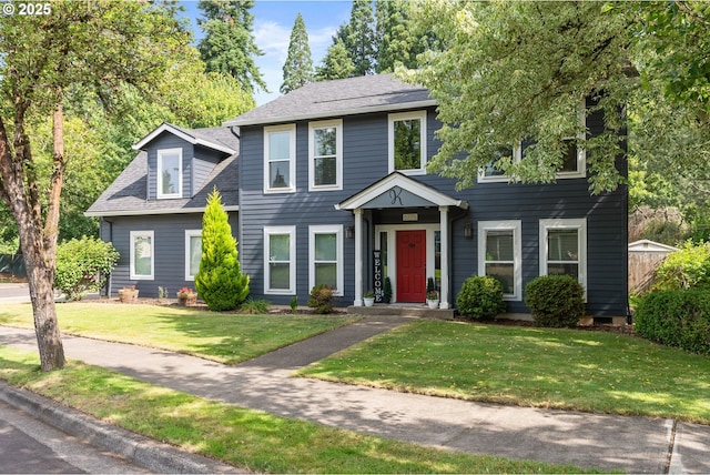8775 SW Comanche Way, Tualatin, OR 97062 - colonial house with a front yard and roof with shingles