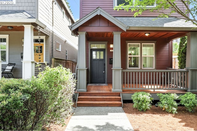18 NE Cook St, Portland, OR 97212 - entrance to property featuring a porch and roof with shingles