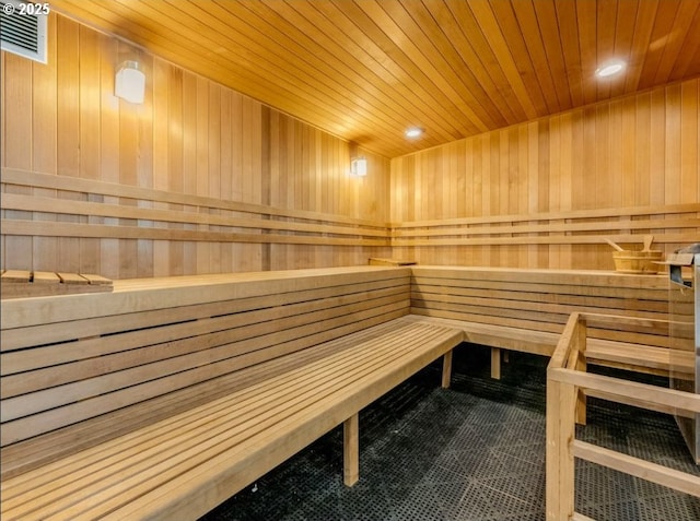 view of sauna / steam room with carpet and recessed lighting