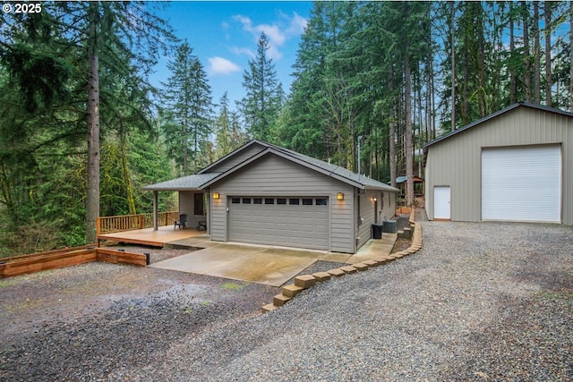 view of detached garage