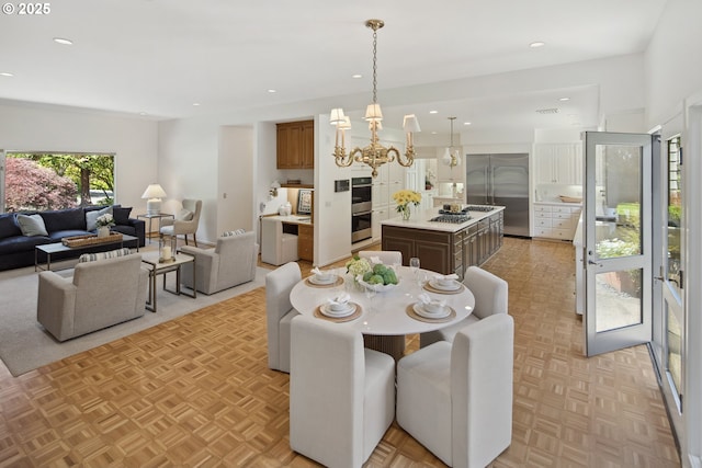 1890 S Greenwood Rd, Portland, OR 97219 - dining space with recessed lighting and a chandelier