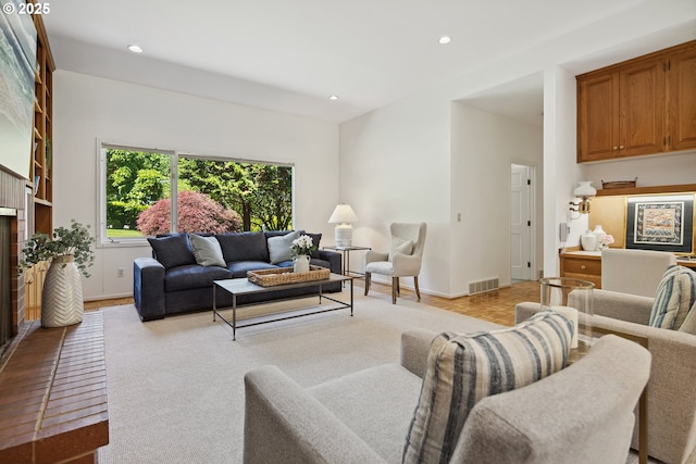 1890 S Greenwood Rd, Portland, OR 97219 - living area featuring recessed lighting, a fireplace, and baseboards