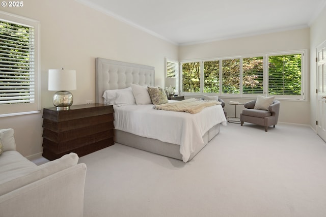 1890 S Greenwood Rd, Portland, OR 97219 - bedroom with carpet floors, crown molding, multiple windows, and baseboards