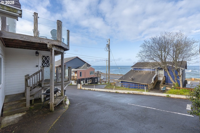view of street featuring a water view