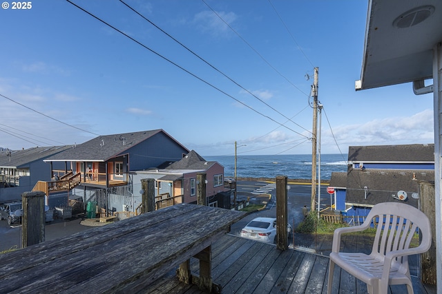 deck with a water view
