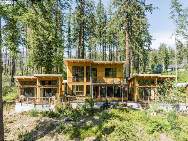 49348 Mckenzie Hwy, Vida, OR 97488 - rear view of house featuring a deck and a balcony