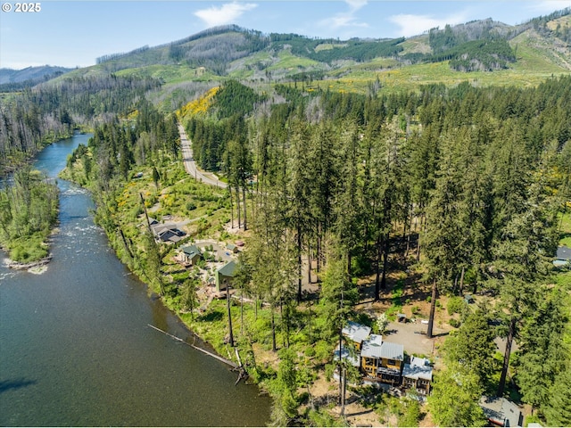 49348 Mckenzie Hwy, Vida, OR 97488 - drone / aerial view of a water and mountain view and a heavily wooded area