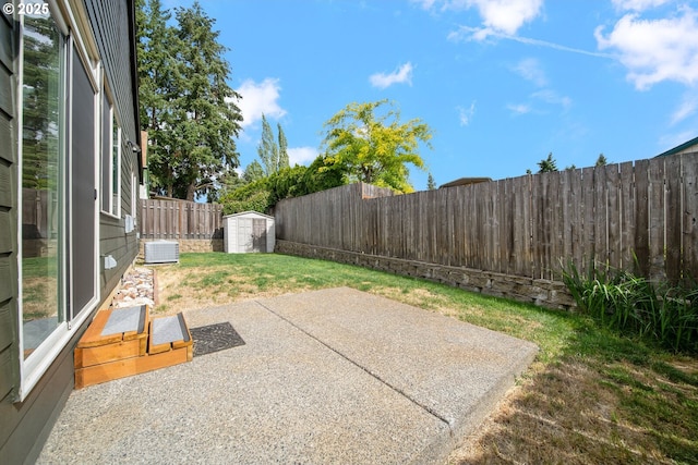 31070 NW Kaybern St, North Plains, OR 97133 - fenced backyard featuring a patio and a shed