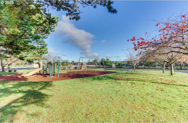 view of play area featuring a yard