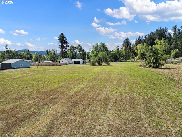 view of yard with a mountain view and a rural view