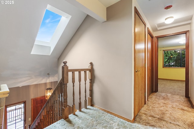 1705 SW 24th Dr, Gresham, OR 97080 - stairs featuring a skylight, carpet, and healthy amount of natural light