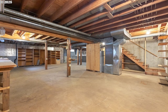 1705 SW 24th Dr, Gresham, OR 97080 - unfinished basement featuring stairway and heating unit