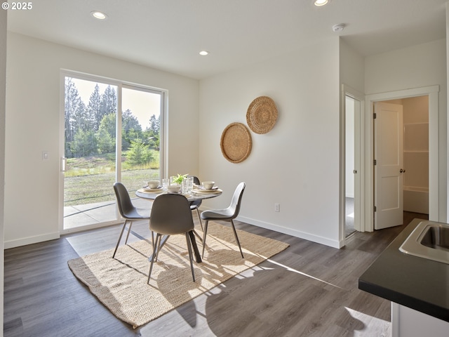 521 Kakela Rd, Winlock, WA 98596 - dining room featuring recessed lighting, wood finished floors, and baseboards