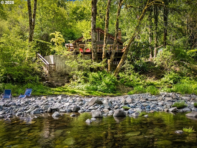 25050 Wilson River Hwy, Tillamook, OR 97141 - view of yard featuring a view of trees and a wooden deck