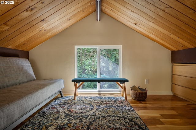 25050 Wilson River Hwy, Tillamook, OR 97141 - living area featuring wood finished floors, vaulted ceiling, baseboards, and wooden ceiling