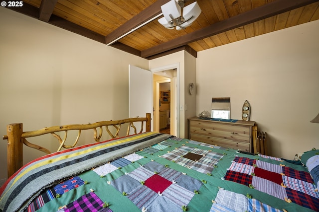 25050 Wilson River Hwy, Tillamook, OR 97141 - bedroom with wooden ceiling with exposed beams