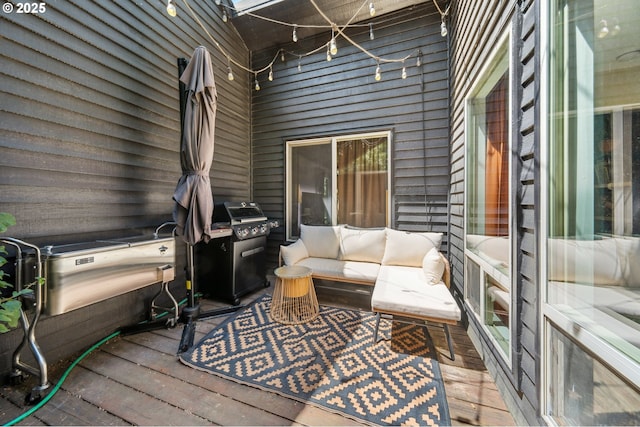 16523 NE Fargo Cir, Portland, OR 97230 - wooden terrace with an outdoor living space and grilling area