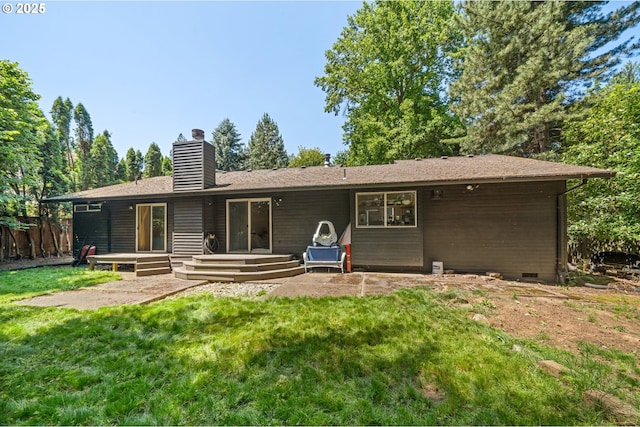 16523 NE Fargo Cir, Portland, OR 97230 - back of property with a chimney and a deck