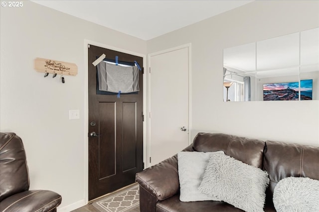 living room with hardwood / wood-style flooring