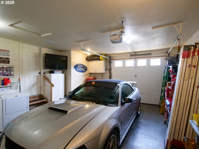 154 N 5th St, Saint Helens, OR 97051 - garage featuring separate washer and dryer and a garage door opener