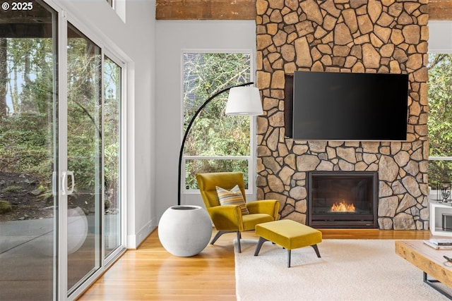 2193 NE 3rd Ave, Camas, WA 98607 - living area featuring wood finished floors and a fireplace