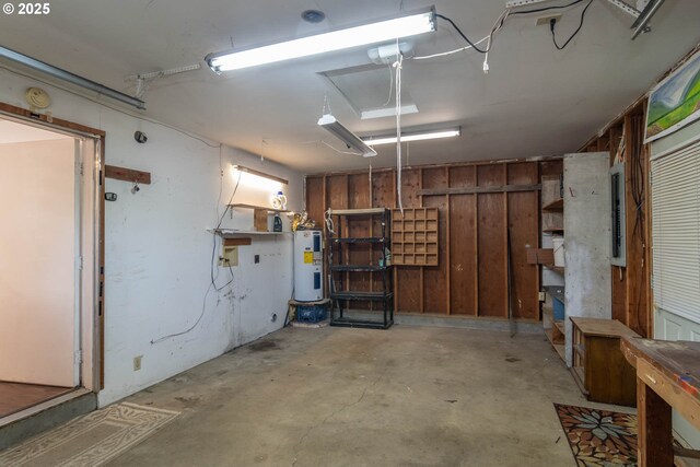 garage with water heater