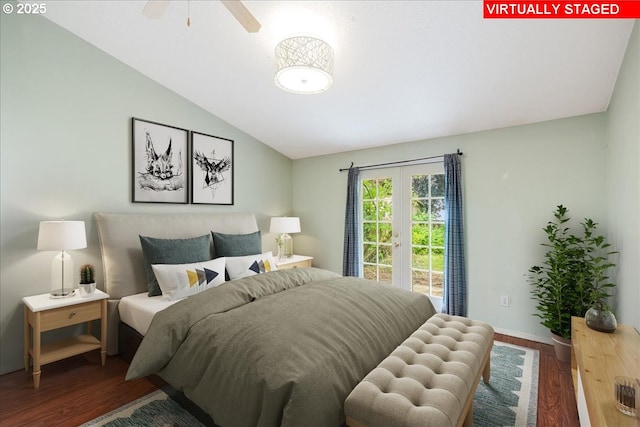 10406 NE 88th St, Vancouver, WA 98662 - bedroom featuring access to outside, wood finished floors, and vaulted ceiling