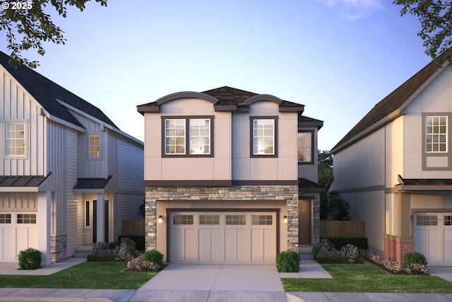 view of front of home with a garage