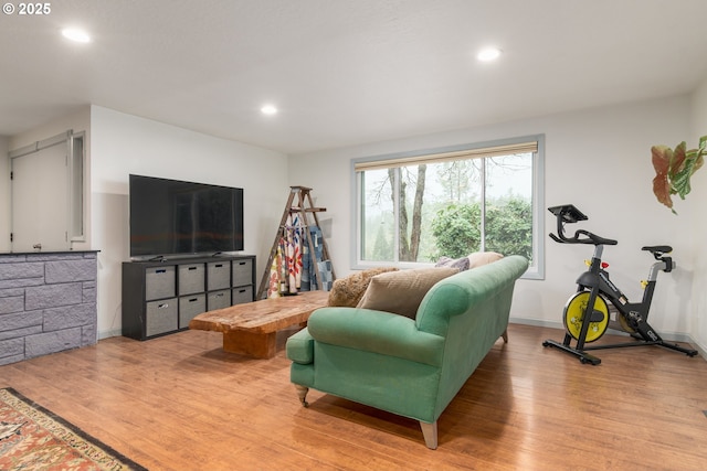 29536 Simmons Rd, Eugene, OR 97405 - living area with wood finished floors, recessed lighting, and baseboards