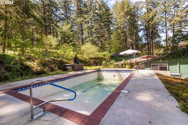 29536 Simmons Rd, Eugene, OR 97405 - view of swimming pool featuring an empty pool and a forest view