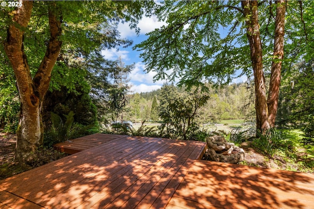 29536 Simmons Rd, Eugene, OR 97405 - wooden terrace featuring a forest view